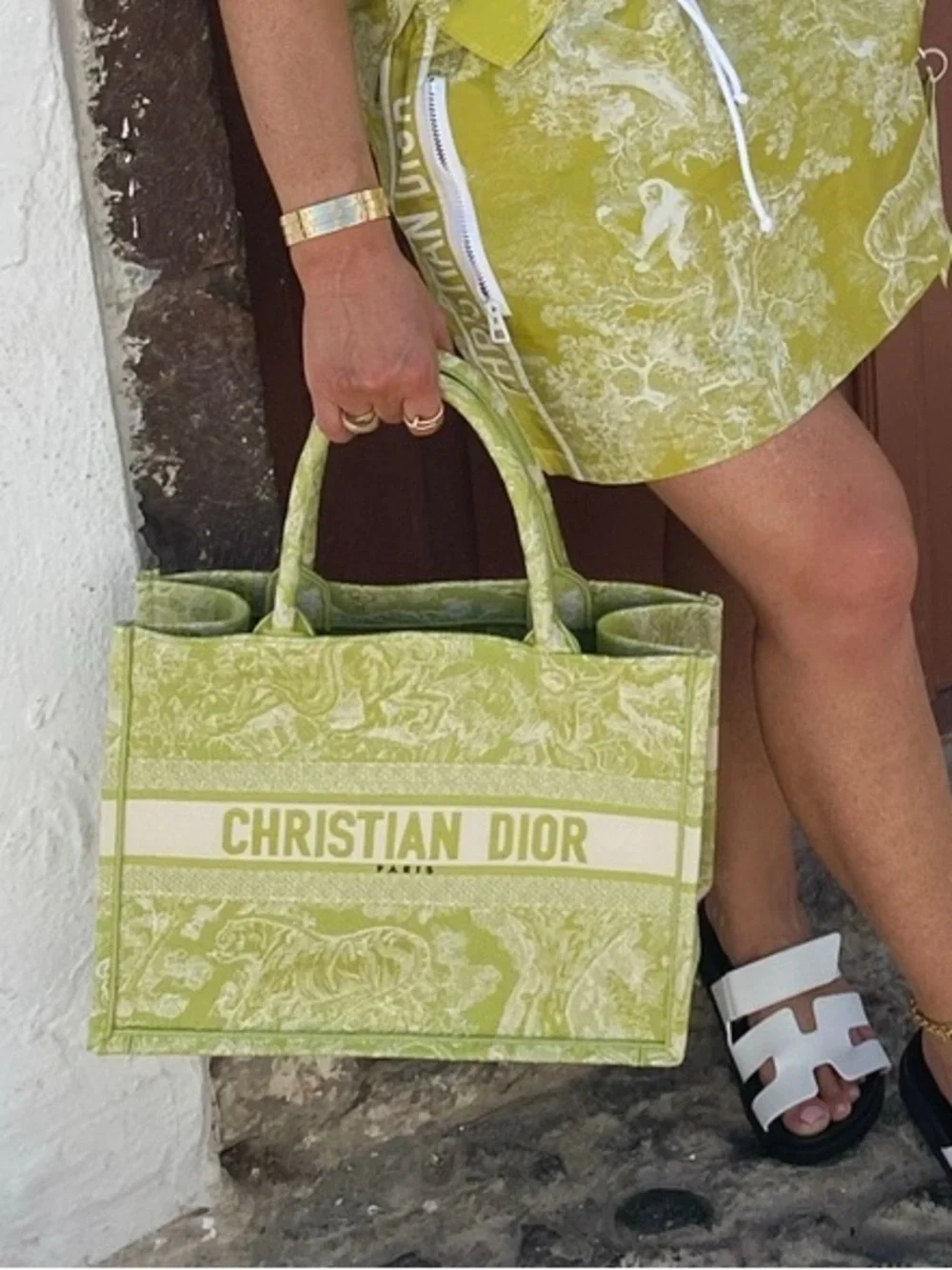 Dior Riviera Medium Book Tote Green  Limited Edition Toile de Jouy Canvas NWT